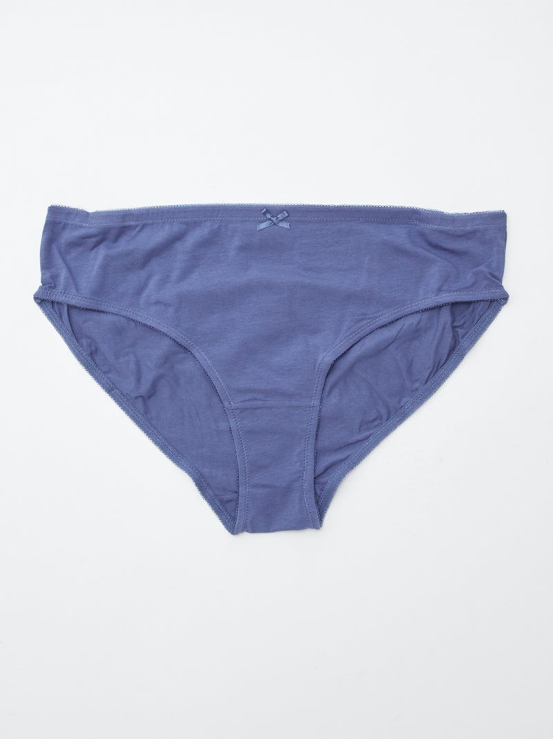 Pack de 3 braguitas de algodón elástico AZUL - Kiabi