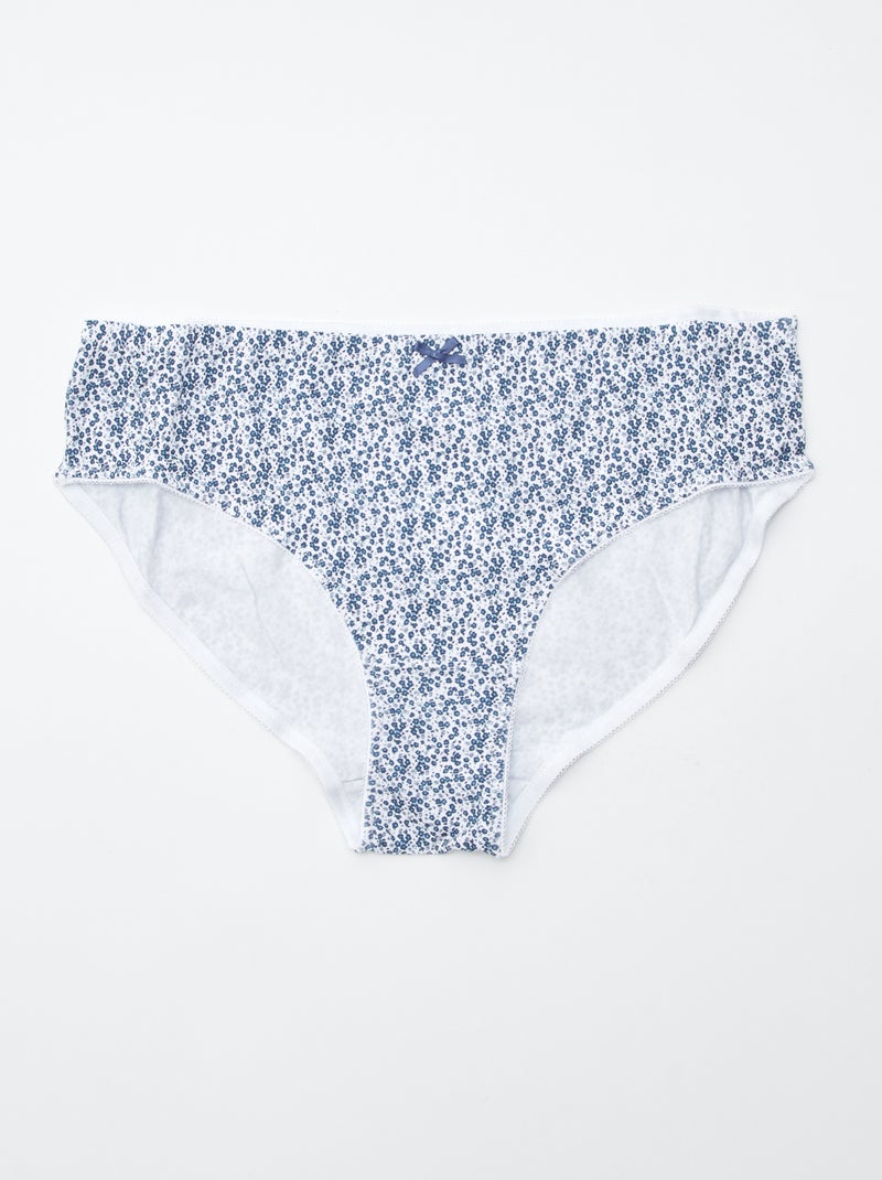 Pack de 3 braguitas de algodón elástico AZUL - Kiabi
