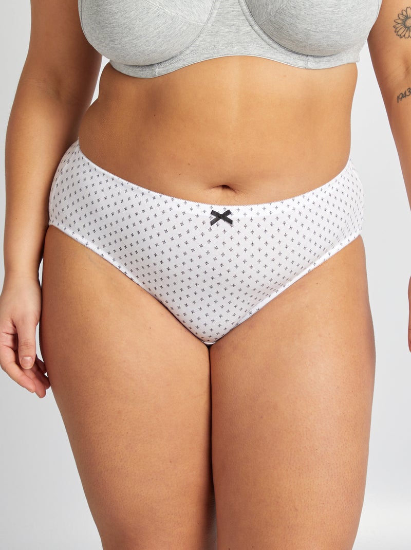 Pack de 3 braguitas de algodón elástico BLANCO - Kiabi