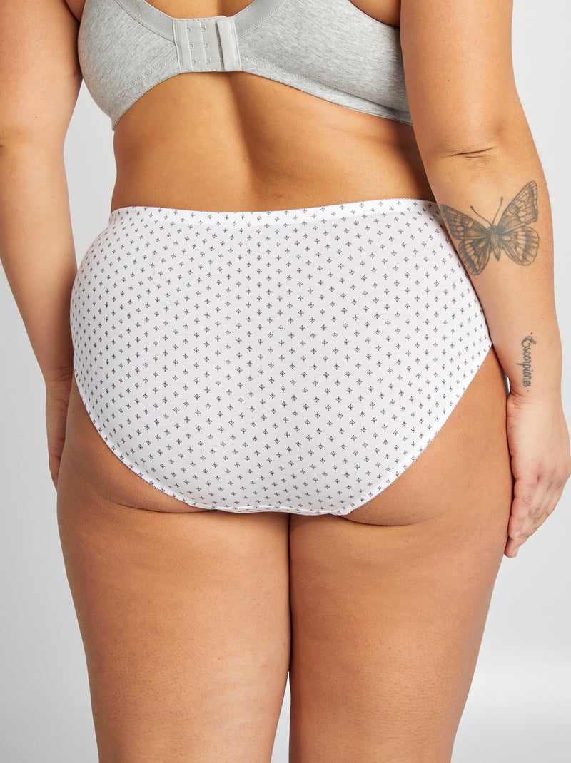 Pack de 3 braguitas de algodón elástico BLANCO - Kiabi