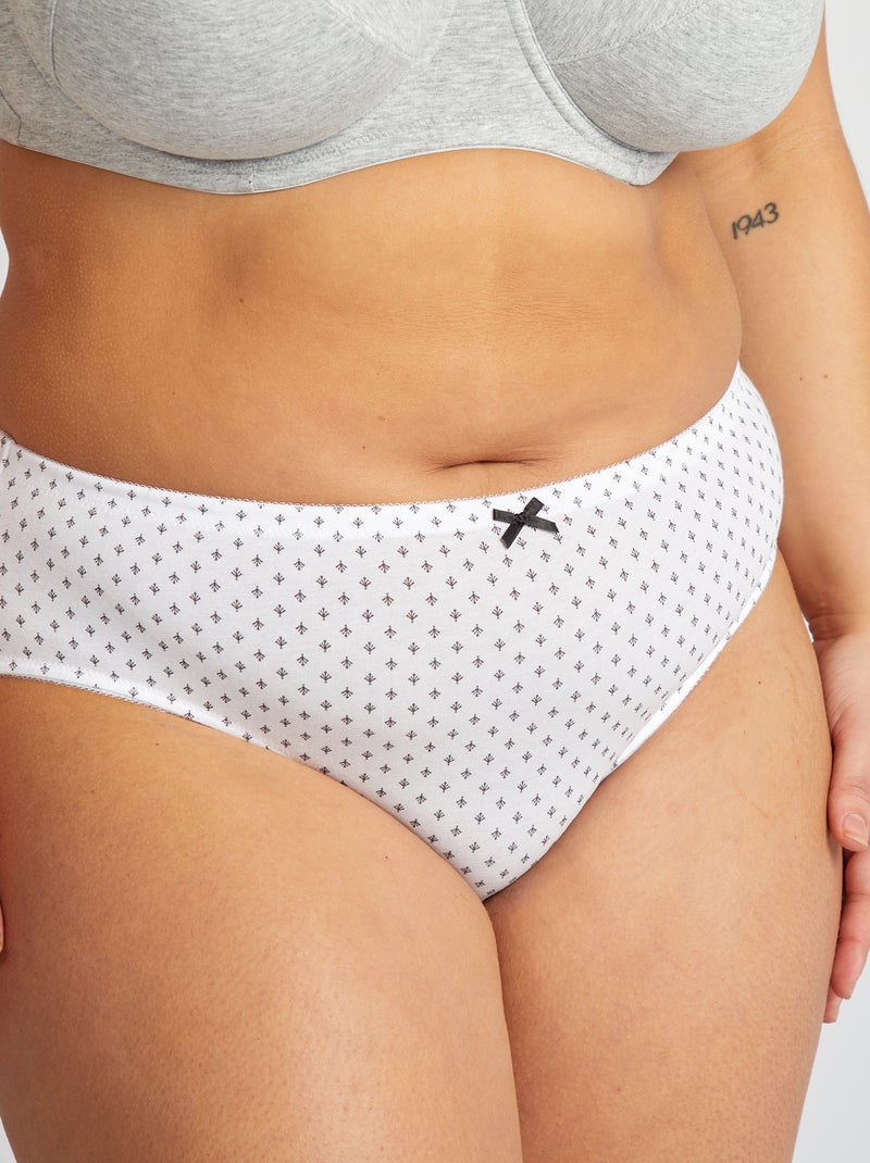 Pack de 3 braguitas de algodón elástico BLANCO - Kiabi