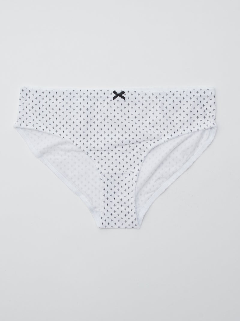 Pack de 3 braguitas de algodón elástico BLANCO - Kiabi
