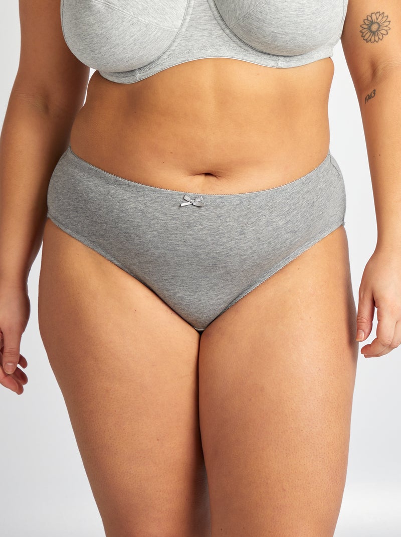 Pack de 3 braguitas de algodón elástico GRIS - Kiabi