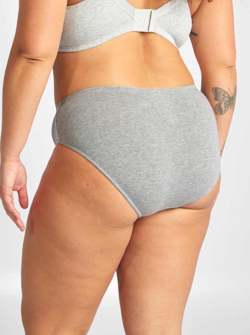 Pack de 3 braguitas de algodón elástico GRIS - Kiabi
