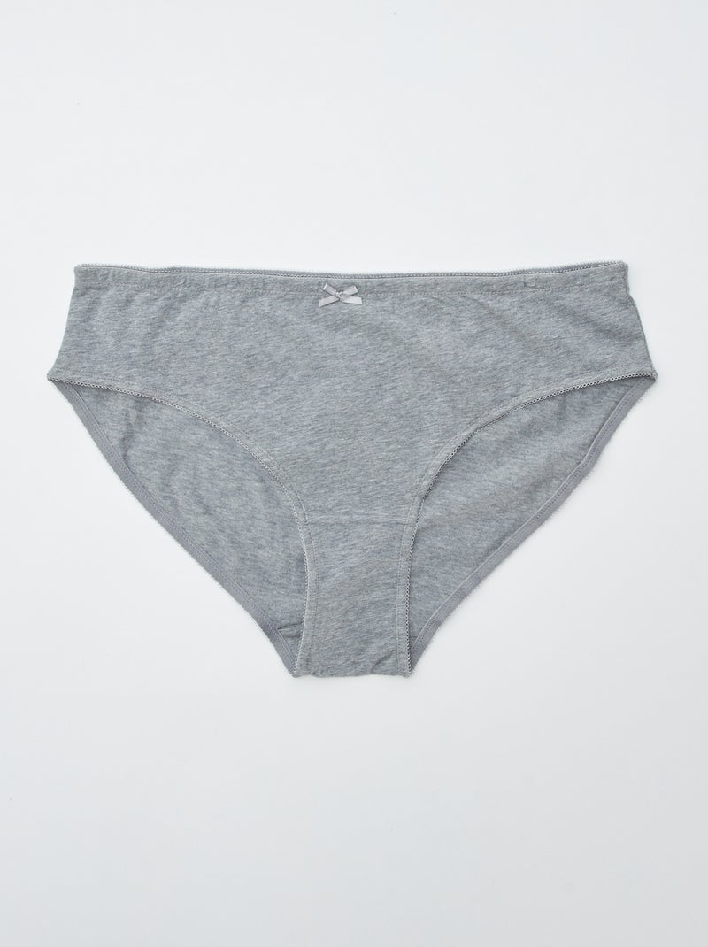 Pack de 3 braguitas de algodón elástico GRIS - Kiabi