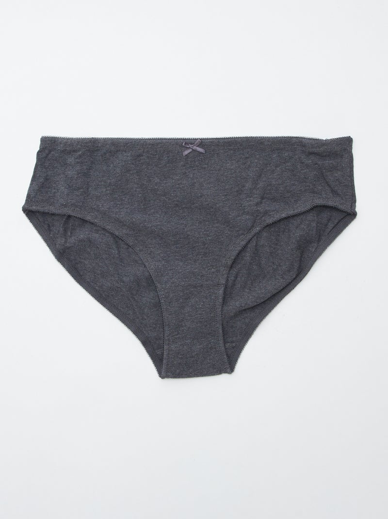 Pack de 3 braguitas de algodón elástico GRIS - Kiabi