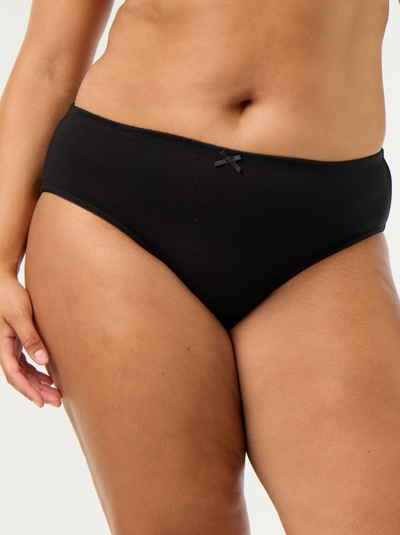 Pack de 3 braguitas de algodón elástico Negro - Kiabi