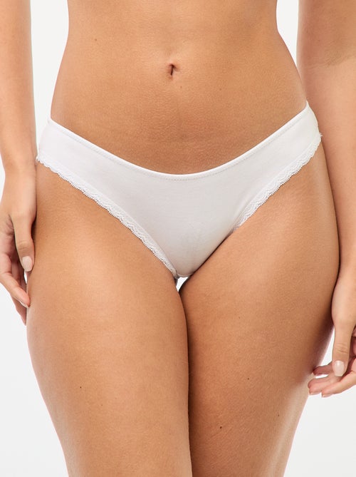 Pack de 3 braguitas de algodón y encaje - Kiabi