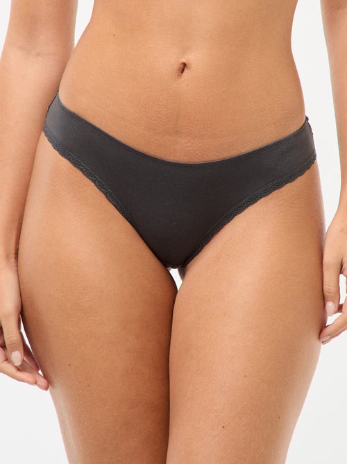 Pack de 3 braguitas de algodón y encaje - Kiabi