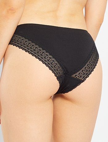 Pack de 3 braguitas de algodón y encaje