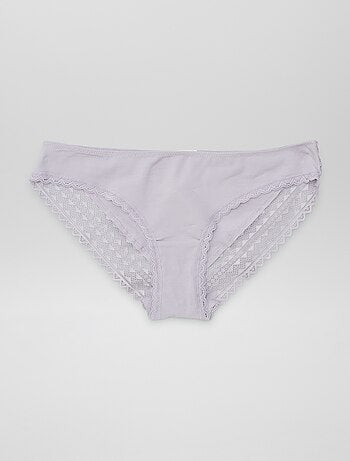 Pack de 3 braguitas de algodón y encaje