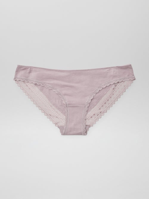 Pack de 3 braguitas de algodón y encaje - Kiabi