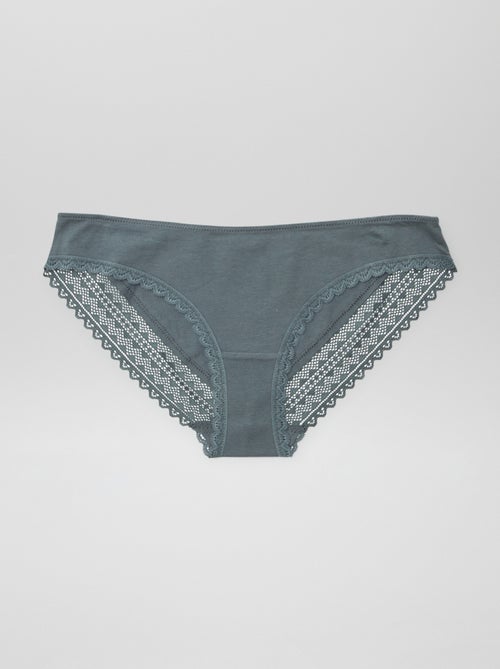 Pack de 3 braguitas de algodón y encaje - Kiabi