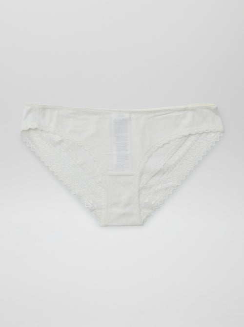 Pack de 3 braguitas de algodón y encaje - Kiabi