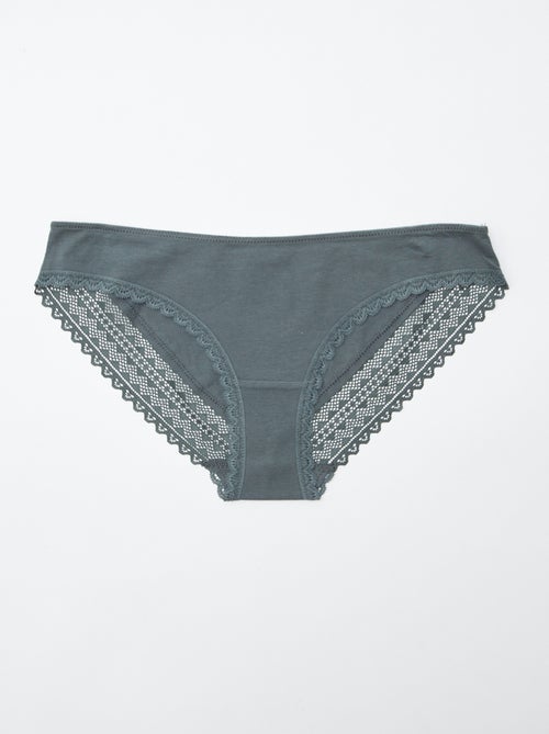 Pack de 3 braguitas de algodón y encaje - Kiabi