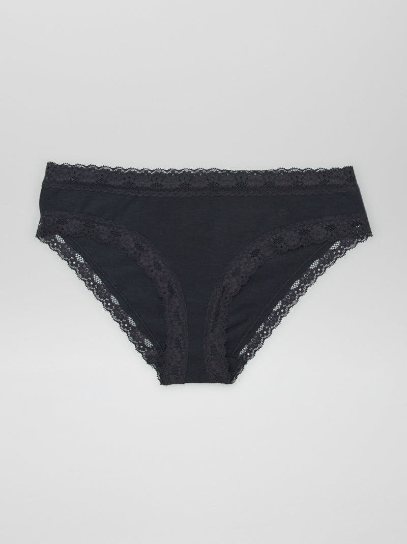 Pack de 3 braguitas de encaje NEGRO - Kiabi