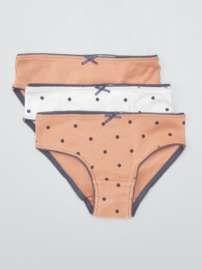 Pack de 3 braguitas de punto BLANCO - Kiabi