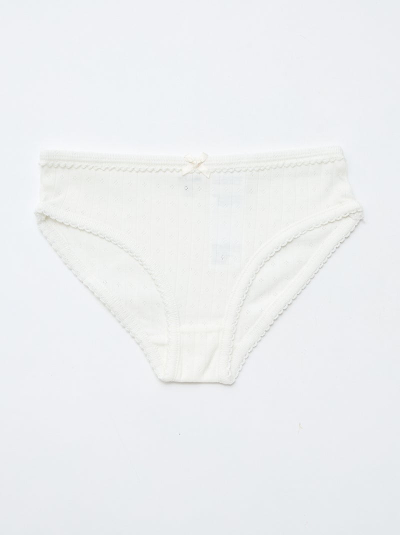 Pack de 3 braguitas de punto plumeti Blanco - Kiabi