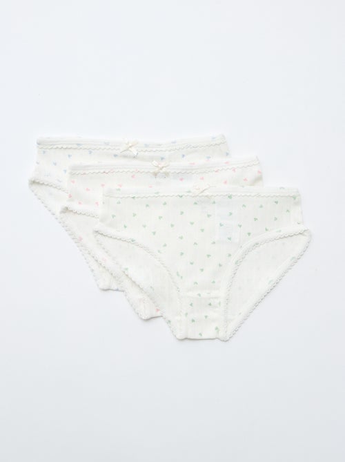 Pack de 3 braguitas de punto plumeti - Kiabi