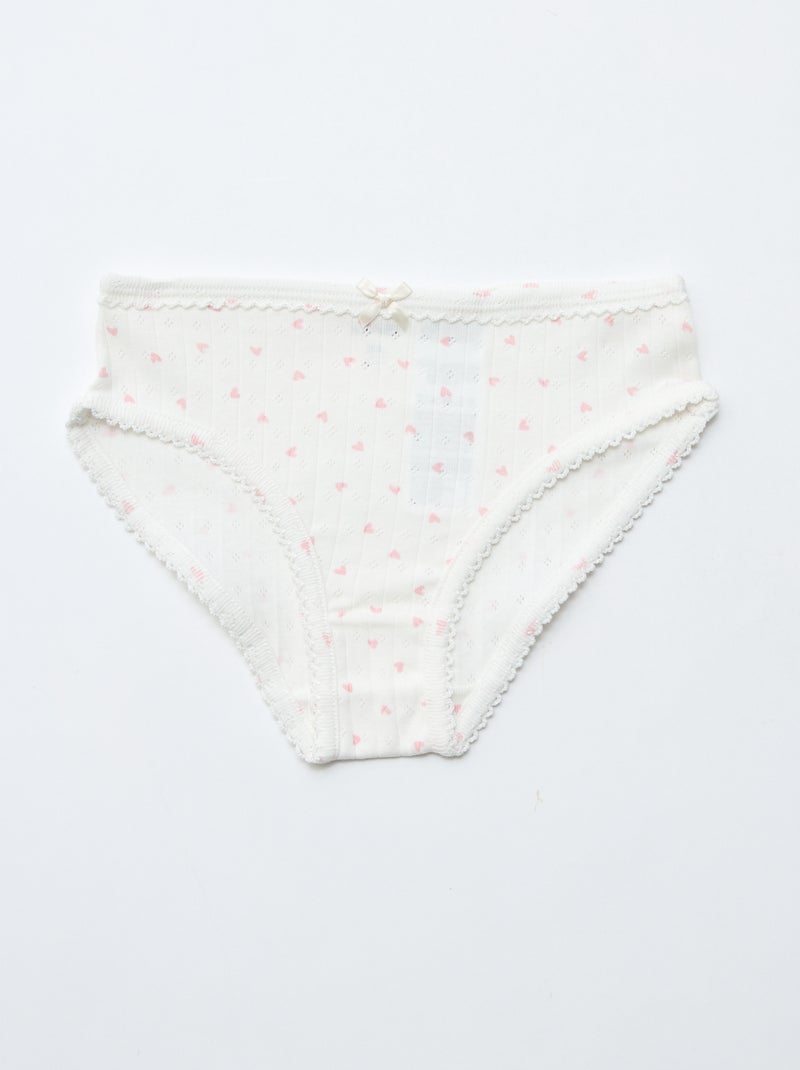 Pack de 3 braguitas de punto plumeti Blanco - Kiabi