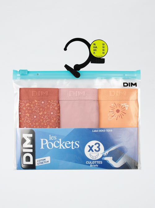 Pack de 3 braguitas 'DIM' de algodón liso - Kiabi