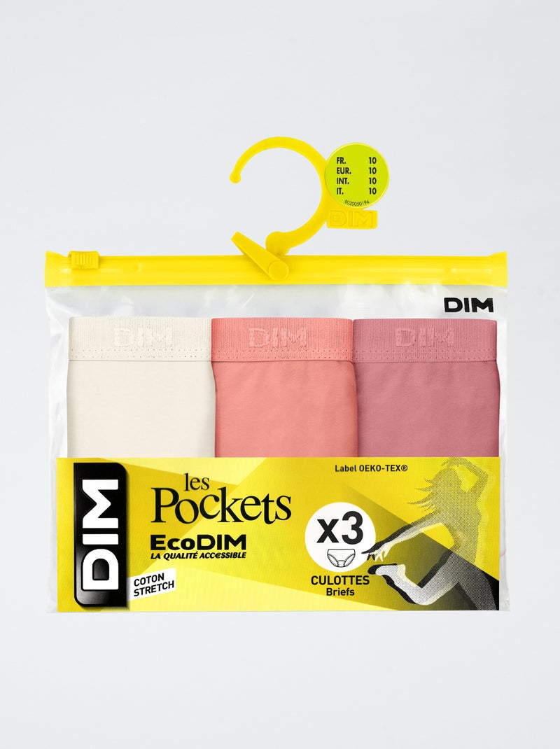 Pack de 3 braguitas 'DIM' lisas Blanco - Kiabi