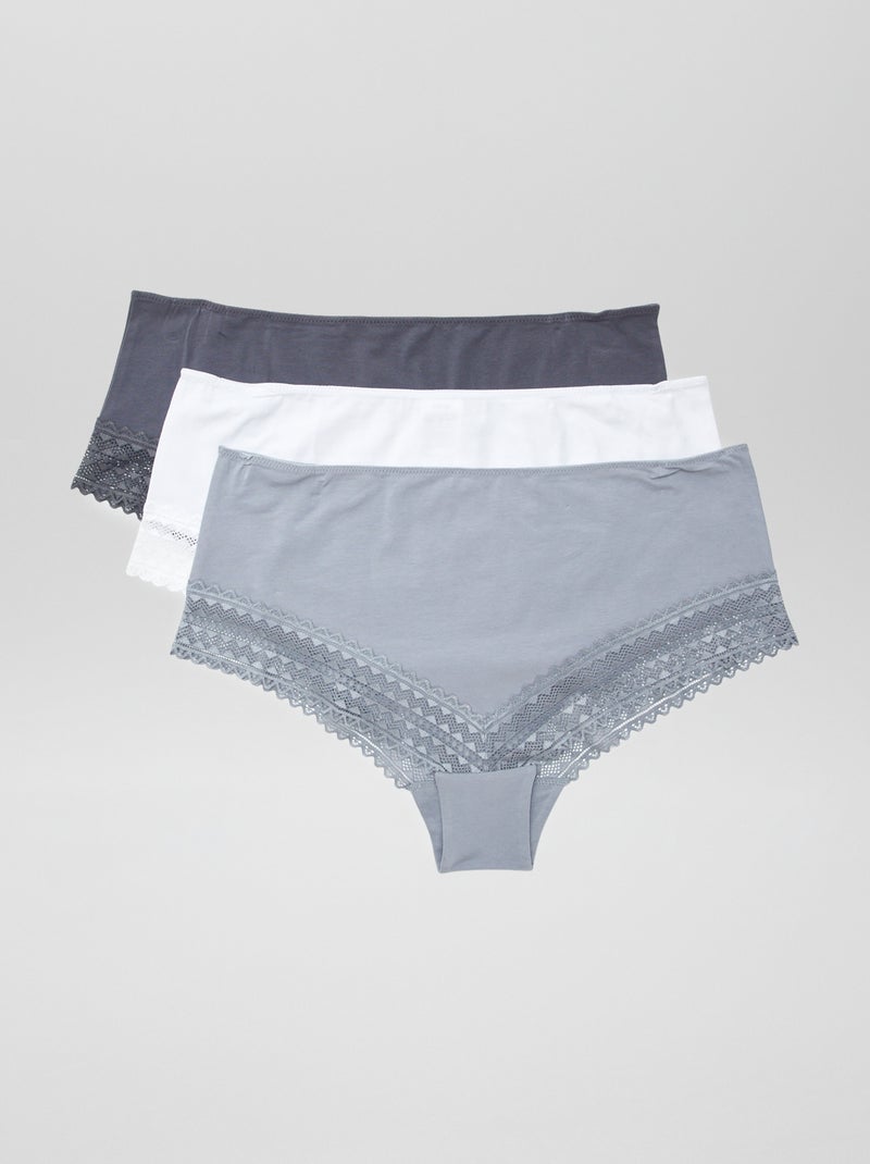 Pack de 3 braguitas GRIS - Kiabi