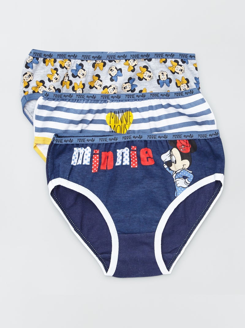 Pack de 3 braguitas 'Minnie' azul/gris - Kiabi