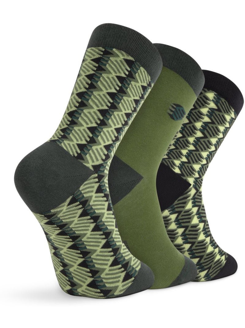 Pack de 3 calcetines algodón lifestyle hombre y mujer monogram Verde - Kiabi