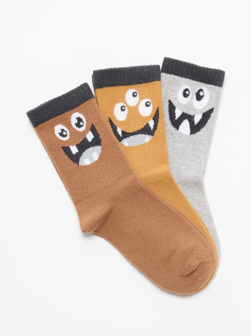 Pack de 3 calcetines altos 'monstruo' - Kiabi Pack de 3 calcetines altos 'monstruo' - Kiabi