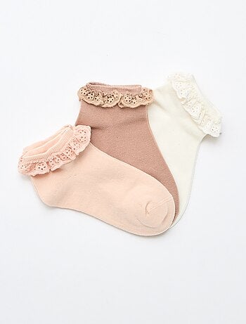 Pack de 3 calcetines bajos con volantes