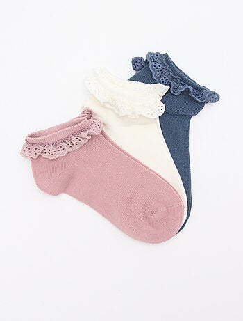 Pack de 3 calcetines bajos con volantes