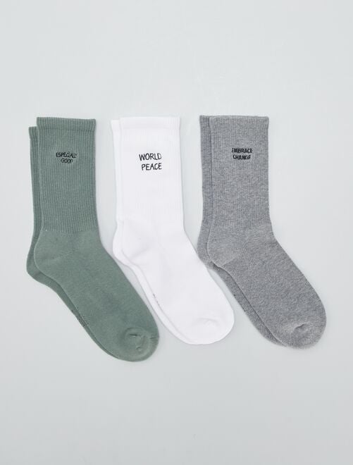 Pack de 3 calcetines con mensaje - Kiabi