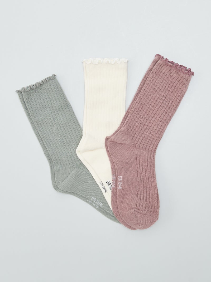 Pack de 3 calcetines con volantes VERDE - Kiabi