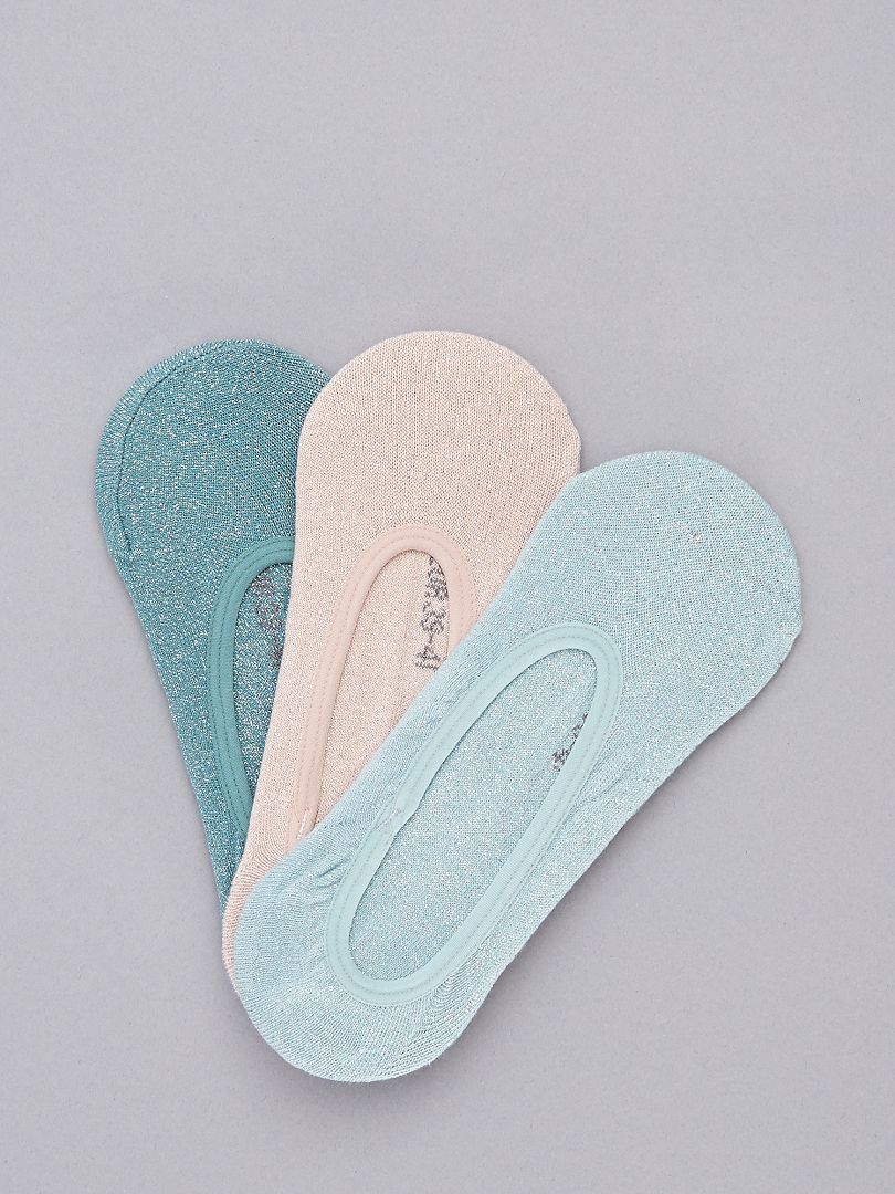 Pack de 3 calcetines cortos con brillos azul/rosa - Kiabi