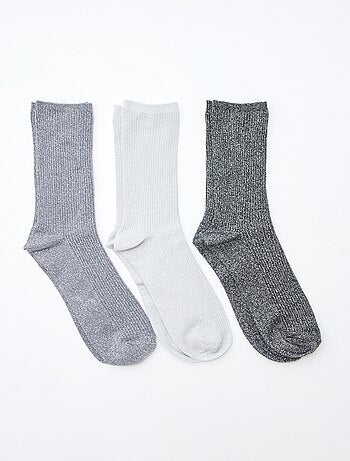 Pack de 3 calcetines de algodón con lentejuelas