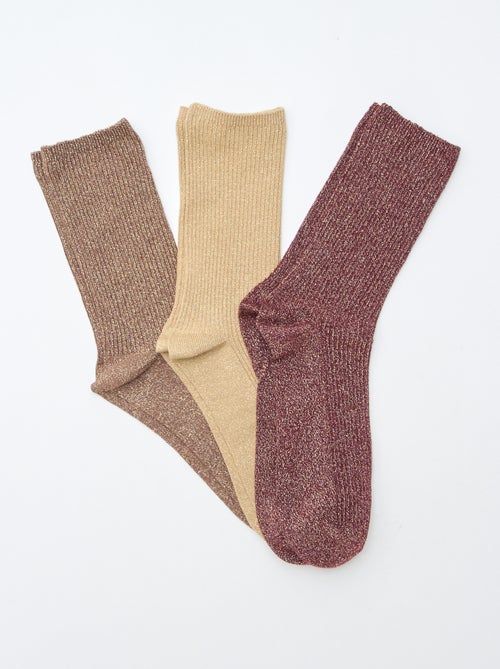 Pack de 3 calcetines de algodón con lentejuelas - Kiabi