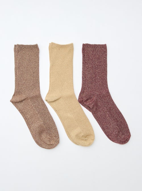 Pack de 3 calcetines de algodón con lentejuelas - Kiabi