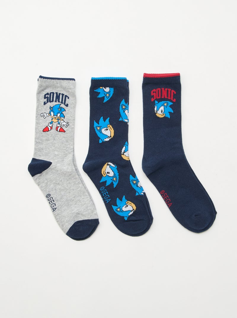 pack de 3 calcetines de media caña 'Sonic' Azul - Kiabi
