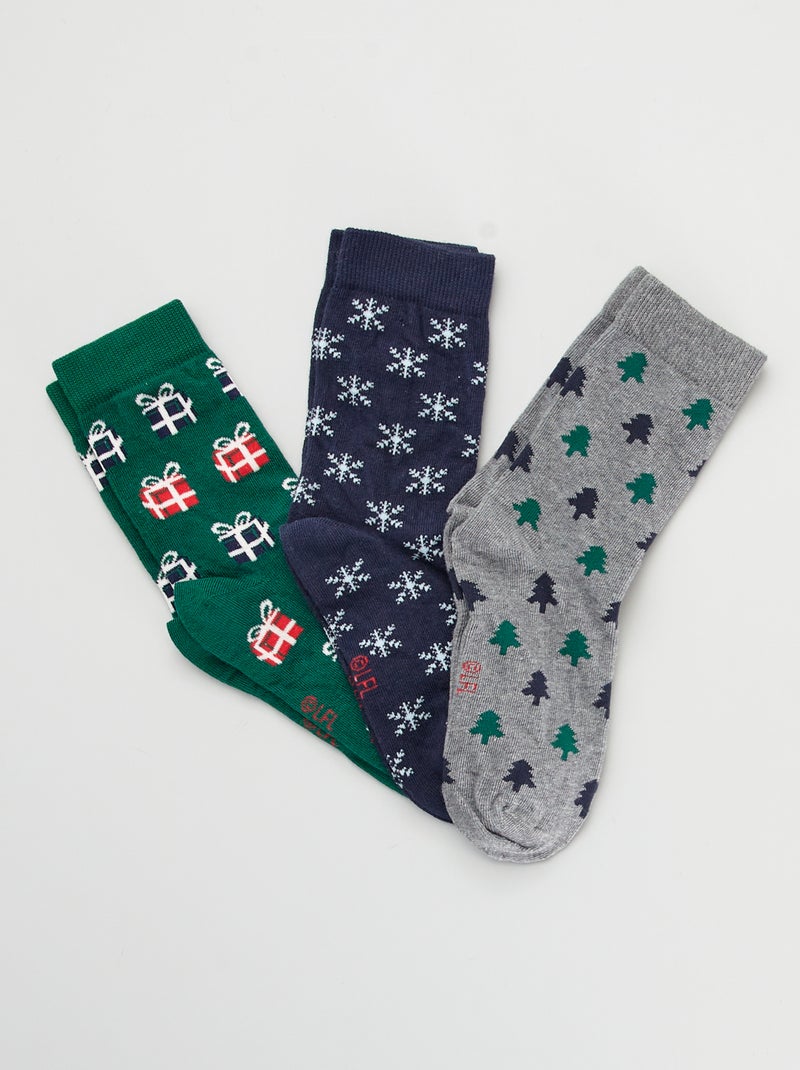 Pack de 3 calcetines de Navidad AZUL - Kiabi