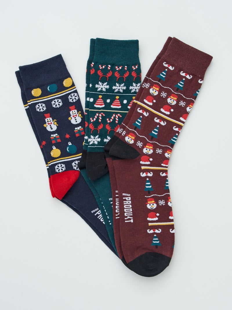 Pack de 3 calcetines de Navidad BEIGE - Kiabi