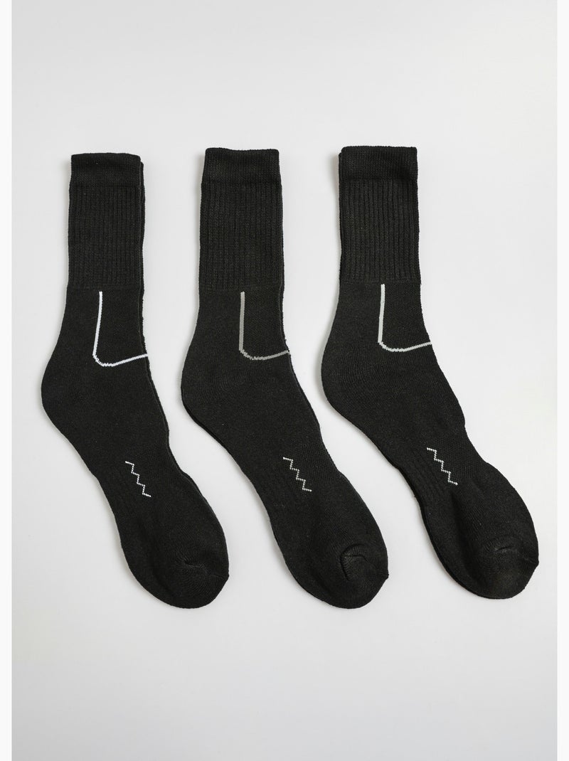 Pack de 3 calcetines de rizo bicolor - AFIBEL Negro - Kiabi