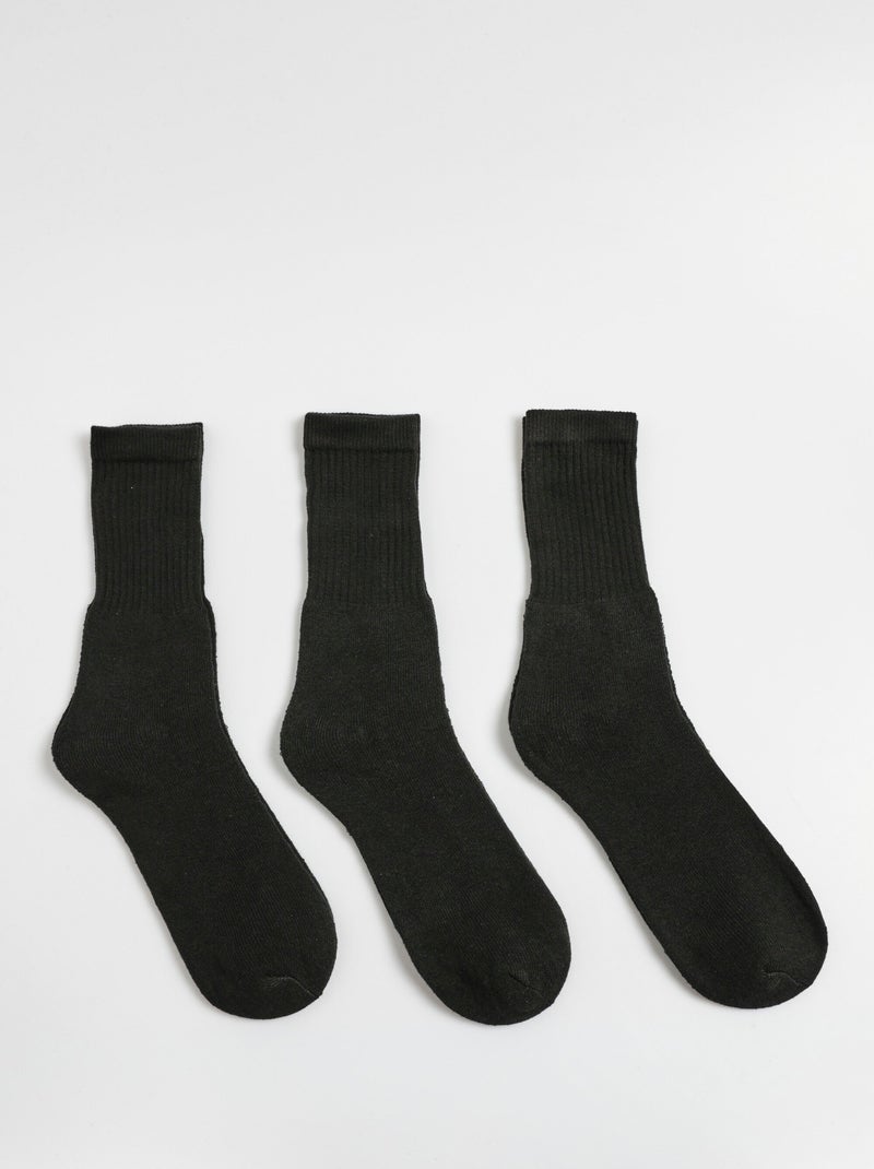 Pack de 3 calcetines deportivos de canalé - AFIBEL Negro - Kiabi