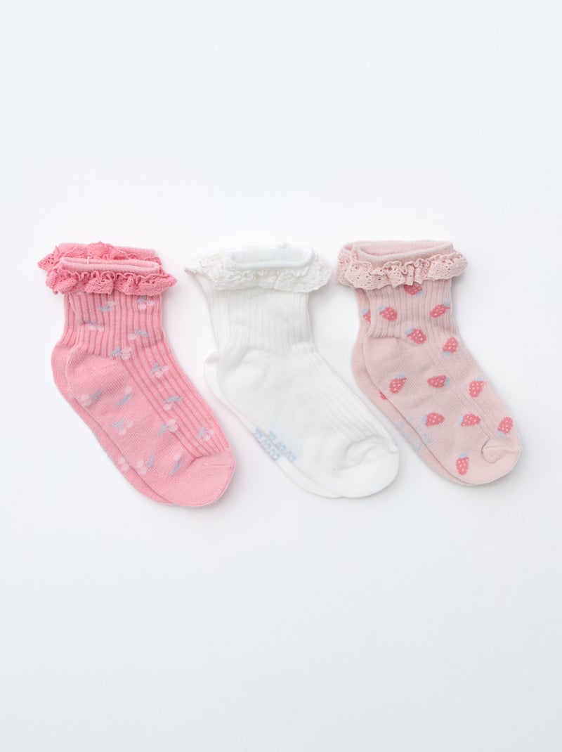 Pack de 3 calcetines estampados Rosa - Kiabi