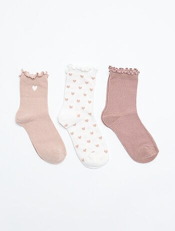 Pack de 3 calcetines fantasía con estampado de corazones