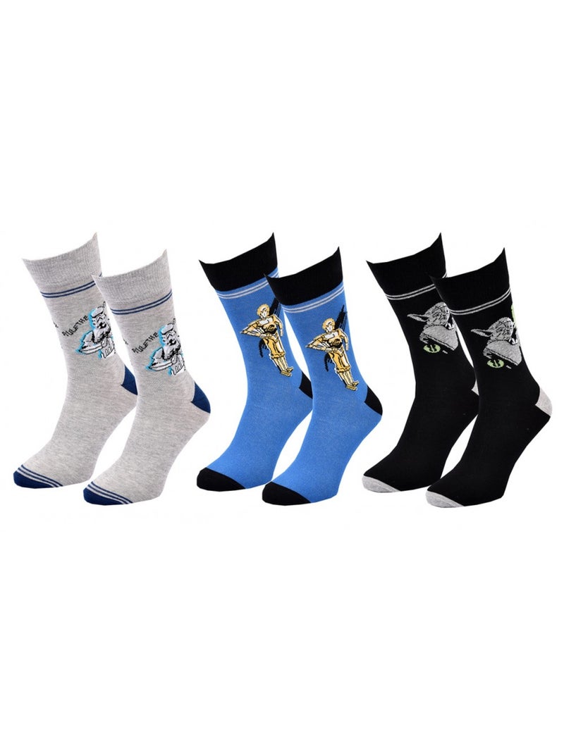 Pack de 3 calcetines hombre LICENCE Gris azul negro - Kiabi
