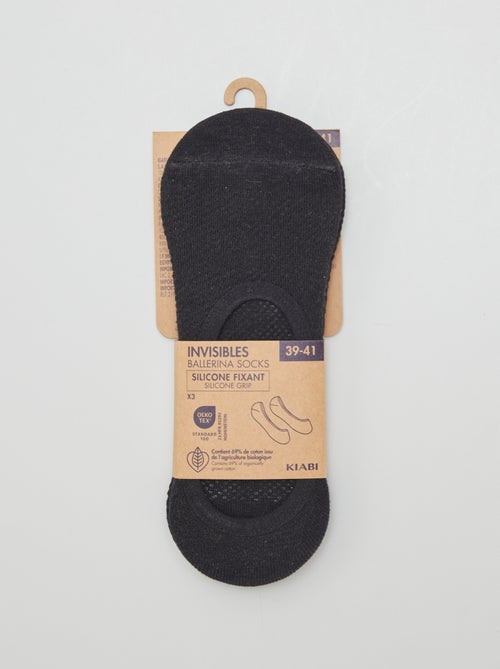 Pack de 3 calcetines invisibles de algodón para mujer - Kiabi