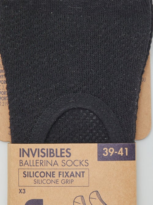 Pack de 3 calcetines invisibles de algodón para mujer - Kiabi