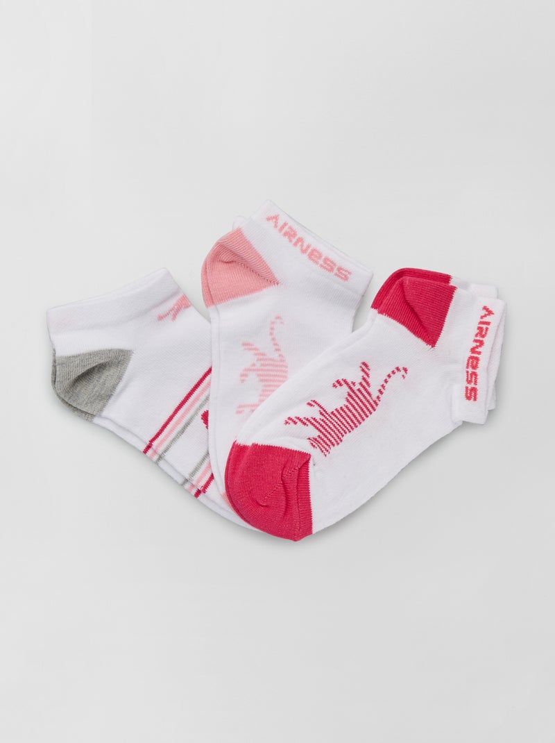 Pack de 3 calcetines tobilleros 'Airness' blanco/rosa - Kiabi