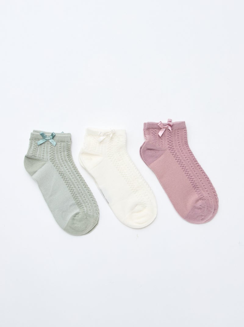 Pack de 3 calcetines tobilleros con volantes Verde - Kiabi